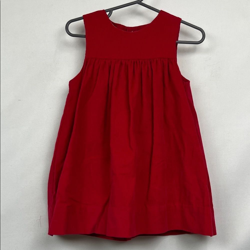 Petit Ami Red cotton corduroy jumper dress size 12 months EUC